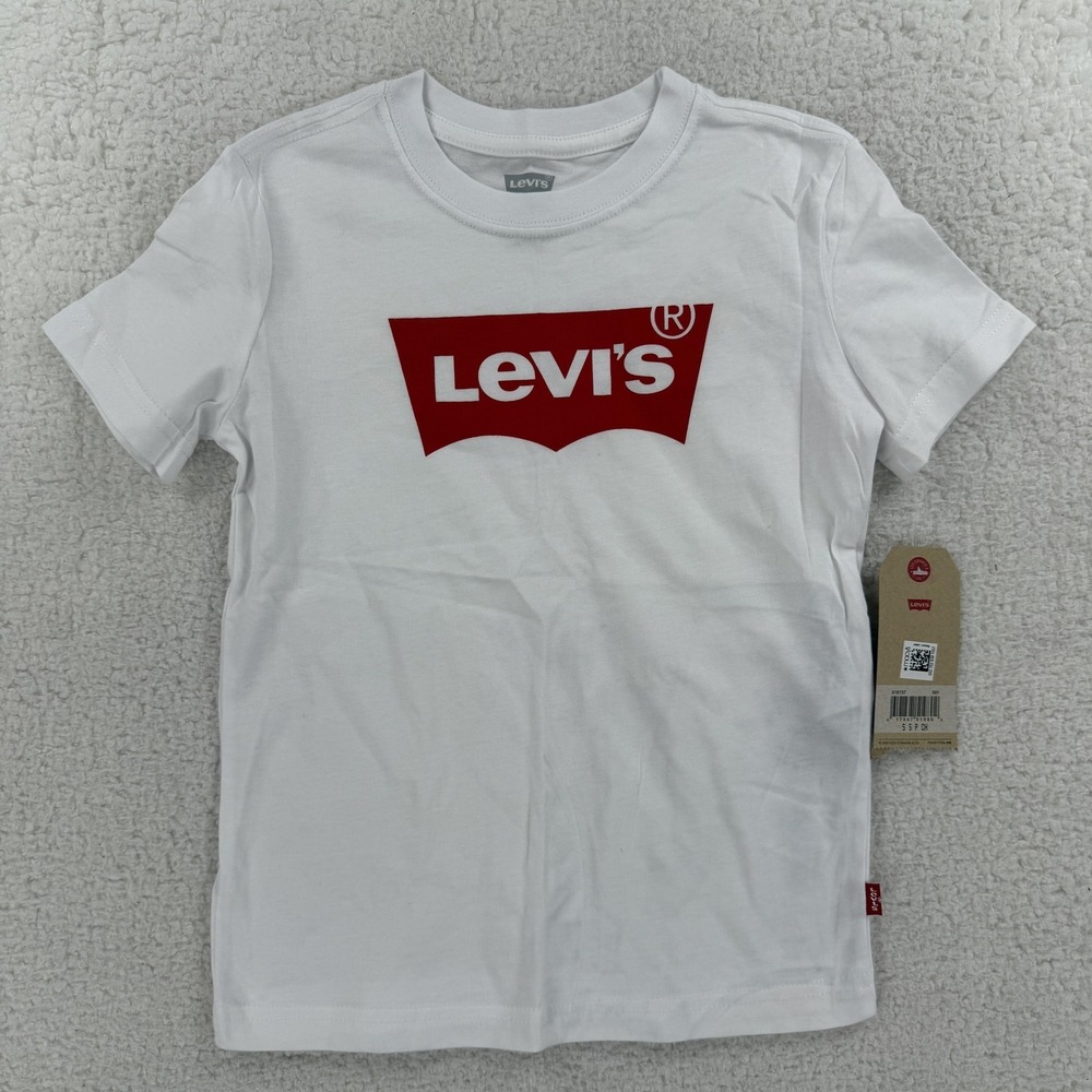 Levi's Shirt Kids 4-5 White Batwing Logo‎ Short Sleeve Graphic Tee T-Shirt